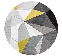ZZBBZZ-YJ Tapis Rond Nordique Jaune Noir et Gris pour Salon Chambre 80cm 100cm 120cm 140cm 160cm 180cm 200cm Conception de la géométrie Tapis Circulaire Tapis de décoration de Sol antidérapant
