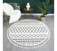 ZZBBZZ-YJ Tapis Ronds Modernes Noir Blanc 80cm 100cm 120cm 160cm 200cm Tapis Circulaire pour Salon Chambre Balcon Grand Petit Tapis de Chaise d'ordinateur Tapis de Sol antidérapants lavables