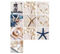 ZZBD Lot de 10 autocollants décoratifs pour carrelage coquillages de plage autocollants muraux en PVC imperméables faciles à peler et à coller pour bricolage salle de bain cuisine dosseret (10cm)