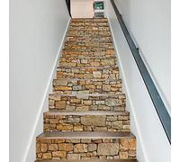 ZZBD Lot de 13 autocollants pour contremarche d'escalier 100×18cm Autocollants muraux en pierre roches autocollants imperméables en PVC décoratifs faciles à peler et à coller pour marches d'escalier