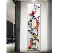 ZZBD LOVE Art Love Pattern Graffiti Toile Peinture Verticale Toile Art Affiches Imprime Wall Art pour Salon Home Decor 50x150cm Sans Cadre