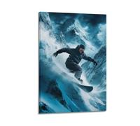 ZZBXSJ Affiches d'album photo de famille moderne - Décoration murale - Paysage moderne - Affiche de snowboard - Scène d'action de montagne passionnante - Impression sur toile - 20 x 30 cm - Style