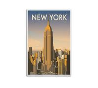 ZZBXSJ Affiches d'album photo de famille moderne pour décoration murale - Poster de paysage urbain de New York avec emblématique Empire State Building - Impressions sur toile sans cadre 40 x 60 cm