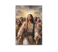 ZZBXSJ Affiches de famille modernes pour décoration murale - Jésus catholique parmi la foule avec geste ouvert - Impression sur toile sans cadre 50 x 75 cm