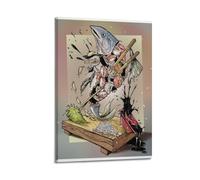 ZZBXSJ Impression sur toile abstraite minimaliste - Affiche de nourriture de bande dessinée explosion de sushis et de poissons - Affiches d'œuvres d'art pour décoration de chambre (50 x 75 cm)