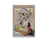 ZZBXSJ Impression sur toile abstraite minimaliste - Affiche de nourriture de bande dessinée explosion de sushis et de poissons - Affiches d'œuvres d'art pour décoration de chambre à coucher (40 x 60