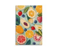 ZZBXSJ Impression sur toile abstraite minimaliste - Impression aquarelle fruits avec agrumes et baies frais et colorés - Affiches d'œuvres d'art pour décoration de chambre (40 x 60 cm)