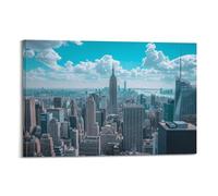 ZZBXSJ Impression sur toile abstraite minimaliste - Impression sur toile moderne avec vue imprenable sur les gratte-ciels sous le ciel bleu 40 x 60 cm