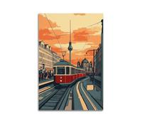 ZZBXSJ Impression sur toile abstraite minimaliste - Pop Art - Paysage urbain de Berlin - Tramway et monuments de Berlin - Affiches d'œuvres d'art pour décoration de chambre - 50 x 75 cm