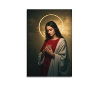 ZZBXSJ Impression sur toile abstraite minimaliste - Poster religieux moderne de la Vierge Marie avec halo pour décoration spirituelle - Affiches d'œuvres d'art pour décoration d'intérieur - 50 x 75 cm