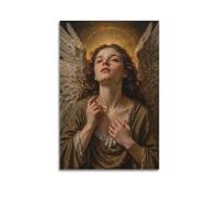 ZZBXSJ Impression sur toile sans cadre pour décoration murale de salon - Poster christianisme Ange dans un moment de réflexion spirituelle 60 x 90 cm