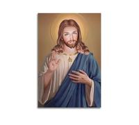 ZZBXSJ Poster de famille moderne pour décoration murale - Jésus catholique gestuel avec main marquée à la main - Impressions sur toile sans cadre 30 x 45 cm
