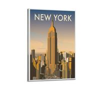 ZZBXSJ Poster moderne d'album photo de famille - Impression sur toile de paysage urbain de New York avec cadre emblématique Empire State Building 40 x 60 cm