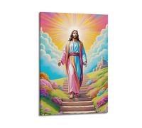 ZZBXSJ Poster moderne de famille - Impression sur toile représentant Jésus catholique marchant sur un chemin céleste 30 x 45 cm, style portrait