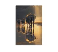 ZZBYMX Poster décoratif sur toile représentant des éléphants en migration - Poster décoratif moderne pour chambre à coucher - 20 x 30 cm