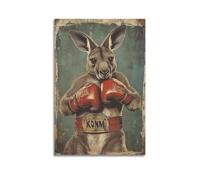 ZZBYMX Poster minimaliste sur toile avec gants de boxe rouges et ceinture de championnat - Art mural abstrait moderne à suspendre - 50 x 75 cm