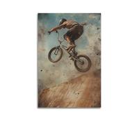 ZZBYMX Poster sur toile dynamique BMX Stunt in Mid Air, moment d'action passionnant, art mural abstrait, peinture murale moderne à suspendre, 30 x 45 cm