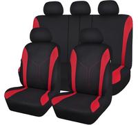 Zzbyz 5 Seat Auto Ensembles Housses Siège,pour KIA Rio 2007-2017, Tissu en Polyester Housses Siege Avant Arrière Auto Accessori,A-Black and Red
