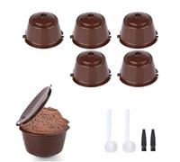 Zzcy Dosettes de Café Réutilisables 6 Pièces Réutilisable Café Capsule Pod pour Machines Dolce Gusto Capsules Rechargeables à Cafe avec 2 Cuillères et 2 Brosses de Nettoyage
