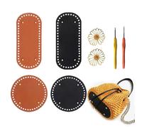 Zzcy Fond de Sac à Crocheter Noir/Marron en Cuir pour Sacs au Crochet 4 Pièces Avec 2 Aiguilles à Crochet pour Sacs à Tricoter DIY Sac à Bandoulière