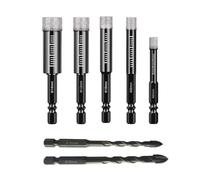 Zzcy Lot de 7 Forets Diamantés pour Carrelage 6, 8, 10, 12, 14 mm Avec Foret en Carbure de 6/8 mm pour Céramique, Granit, Porcelaine, Carrelage, Verre