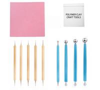 Zzcy Outils Modelage Petal Clay 10Pcs Outils en Argile Polymère 5 Outil de Pointillage 4 Outil à Bille en Métal un Tampon Magique à Pétales pour la Création de Bijoux en Pâte Polymère