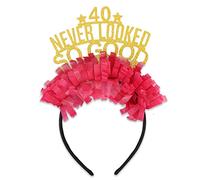 ZZDCMS Diadème d'anniversaire « 40 Never Looked So Good » - Décoration de 40e anniversaire - Chapeau amusant et scintillant en papier coloré - Cadeau d'anniversaire pour elle