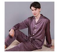 ZZDH Pyjama Homme Pyjamas de Soie à Manches Longues pour Hommes, Pantalons à Manches Longues, Usure de la Maison, vêtements de Maison Occasionnels (Color : B, Size : Large)