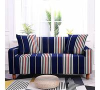 ZZDXL Housse de Canapé Extensible 3 Places Rayures Bleu Saphir Housse Canape pour Chambre Salon,Housse de Canapé d'angle,Revêtement de Canapé,Anti-Dérapante Housse Protection Canapé Couvre
