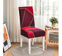 ZZDXW Housse de Chaise de Salle a Manger Géométrie Rouge Housse de Chaise Extensible,Moderne Housse de Chaise,Universelle Housses de Chaise de Salle à Manger,Amovible Lavable Housse Chaise Lot de 6