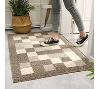 ZZDXW Paillasson Entree Exterieur Damier Beige Marron Tapis Paillasson d Entree Interieur Antidérapant Paillasson Lavable en Machine Paillasson Extérieur Absorbant Tapis Entree(90x150cm)