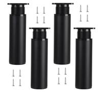 ZZDZW 4 Pièces Pied De Meuble Reglable, 6CM-30CM Pieds De Meubles Réglables, Pieds De Support en Fixation en Métal Furniture Table Legs pour Chaise/Bureau/Cuisine/Armoire/Canapé/Lit(Noir,6CM)