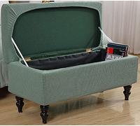 ZZDZW Housse de Banc de Rangement en Jacquard, Housse de Tabouret Pouf Pliable Cube Coffre de Rangement, Couvre Canapé Repose-Pieds Rectangulaire De Ottoman (Color : Vert, Size : 31-43in)