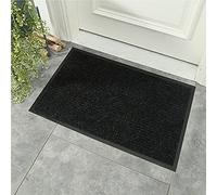 ZZenSmot Moderne Rayé Tapis D'extérieur avec Non-Support en Caoutchouc Coulissant Lavable Robuste Nourriture pour Entrée Porte Tapis De Bienvenue-Noir 50x120cm(20x47inch)