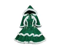 ZZEQYG Robe de Noël pour femme - Couleur unie - Tendance - Chaude - Dos nu - Avec cape, Costume robe - vert, Small