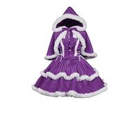 ZZEQYG Robe de Noël pour femme - Couleur unie - Tendance - Chaude - Dos nu - Avec cape, Costume robe - violet, Taille S