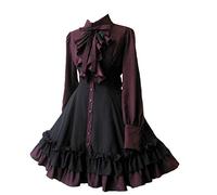 ZZEQYG Robe gothique Lolita victorienne en polyester avec nœuds pour femme, noir, Taille XL
