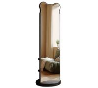ZzERTE Miroir Intégral Rotatif,Miroir Intégral Rotatif En Bois Avec Crochets Et Rangement,Miroirs Debout 2 En 1 Avec Porte-vêtements,Pour Vestiaire De Chambre(Black,56cm/22in)