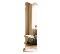ZzERTE Miroir Intégral Rotatif,Miroir Intégral Rotatif En Bois Avec Crochets Et Rangement,Miroirs Debout 2 En 1 Avec Porte-vêtements,Pour Vestiaire De Chambre(White,56cm/22in)