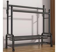 ZzERTE Portant À Vêtements À roulettes avec Étagère De Rangement,Porte-Manteaux avec Double Tringle,Penderie,De Rangement,Chambre,Buanderie(Black,100cm/39.4in)