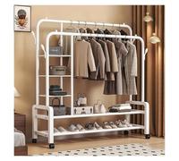 ZzERTE Portant À Vêtements Sur Roulette, Porte-manteaux, Penderie, Avec Double Tringle Et Étagère De Rangement, Chambre, Buanderie(White,150cm/59in)