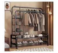 ZzERTE Portant À Vêtements Sur Roulette, Porte-manteaux, Penderie, Avec Double Tringle Et Étagère De Rangement, Chambre, Buanderie(Black,130cm/51.2in)