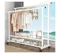 ZzERTE Portant À Vêtements Sur Roulettes, Porte-Manteau Structure En Métal Robuste, Double Cannes À Vêtements Autoportantes, Pour Chambre Salon(White,150cm/59in)
