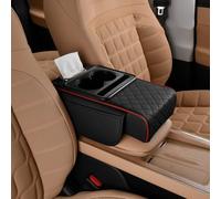 zzgnlb Coussin d'accoudoir de Voiture avec Porte-gobelet et Rangement pour Audi New Q3 2019-2024, boîte de Rangement multifonctionnelle pour Console de Voiture,D-Black Red