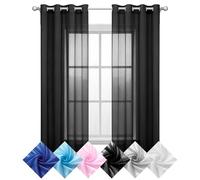 ZZGZZG Rideaux Voilages à Oeillets 245 x 315 cm Anti Froid et Chaleur Voile Semi Transparent Effet Moderne pour Fenêtre Moderne Salon Chambre Cuisine Enfant Balcon Dressing, Noir