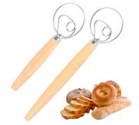 ZZHBOO 2 Batteurs À Œufs, Fouets Danois En Bois Et Acier Inoxydable De Longueur Différente, Pour Pâte À Frire, Pâtisserie Et Cuisson Du Pain