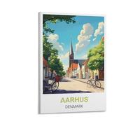 ZZHHEGN Aarhus Danemark Affiche de voyage vintage 20 x 30 cm Impression sur toile et décoration murale