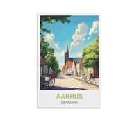 ZZHHEGN Aarhus Danemark Affiche de voyage vintage 20 x 30 cm Impression sur toile et décoration murale