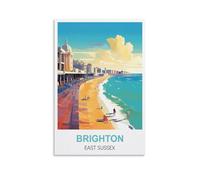 ZZHHEGN Brighton East Sussex Affiche de voyage vintage 40 x 60 cm Impression sur toile et décoration murale