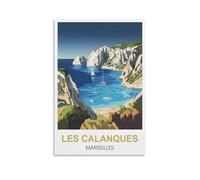 ZZHHEGN Poster vintage de voyage Les Calanques Marseille 40 x 60 cm